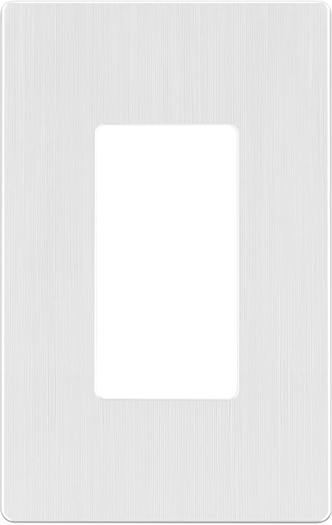 LIDER Brushed Finish Decorator Switch Cover, Screwless Wall Plate, Mid-Size 1-Gang 4.88" x 3.11", Unbreakable Polycarbonate Thermoplastic, UL Listed, LSWP-31M-BW, Brushed White