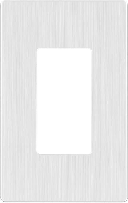LIDER Brushed Finish Decorator Switch Cover, Screwless Wall Plate, Mid-Size 1-Gang 4.88" x 3.11", Unbreakable Polycarbonate Thermoplastic, UL Listed, LSWP-31M-BW, Brushed White