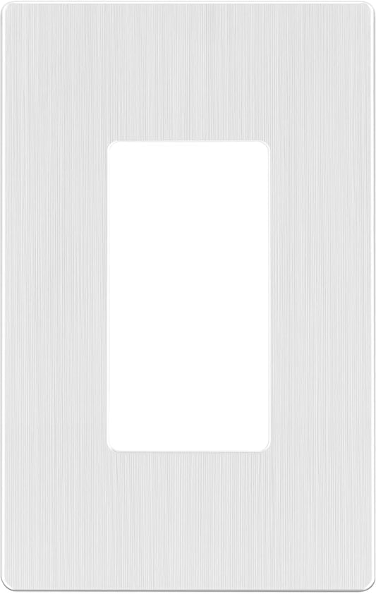 LIDER Brushed Finish Decorator Switch Cover, Screwless Wall Plate, Mid-Size 1-Gang 4.88" x 3.11", Unbreakable Polycarbonate Thermoplastic, UL Listed, LSWP-31M-BW, Brushed White