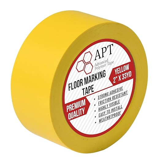 APT, Multi Color Marking Tape, Premium Safety Marking and Dance Floor Splicing Tape, 6 mil Thick (Yellow, 1 Roll)