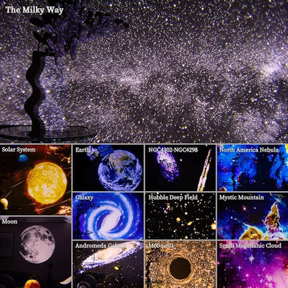 Star Projector,Rusoso Planetarium Galaxy Projector,Popular Science Projector lamp 4K HD 13PCS Film Discs Nebula Ceiling Starry Skylight Light,for Kids Adults Ceiling Bedroom Living Room,Party