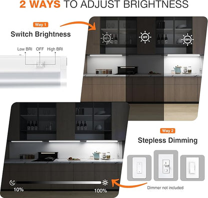 36inch Linkable Under Cabinet Lighting Hardwired Plug-in, Wired led Under Cabinet Lights with 5 CCT (2700/3000/3500/4000/5000) & Dimmable, Under Counter Lights for Kitchen, 18W, 1800LM, 1 Pack