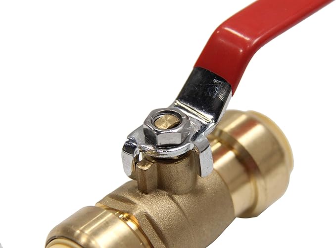 EFIELD 1 Inch Push-Fit Full Port Ball Valve with a Disconnect Clip to Connect Pex, Copper, CPVC Pipe,(PF-VALVE019)