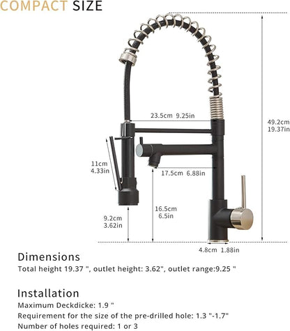 AIMADI Kitchen Sink Faucet,Black Kitchen Faucets with Pull Down Sprayer,Black Stainless Steel Single Handle One Hole Kitchen Faucet,Matte Black