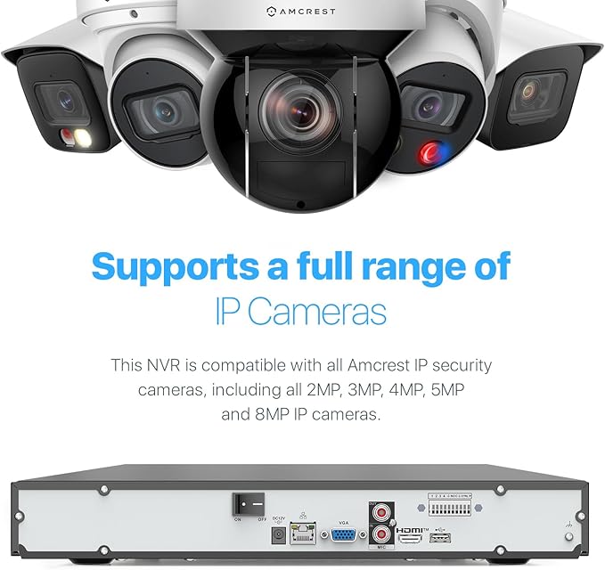 Amcrest 4K NV4232-EI-4TB 32CH AI NVR, Smart NVR, Facial Recognition, Facial Detection & Vehicle Detection - Supports 32 x 4K IP Cameras, Pre-Installed 4TB HDD (No PoE Ports Included)