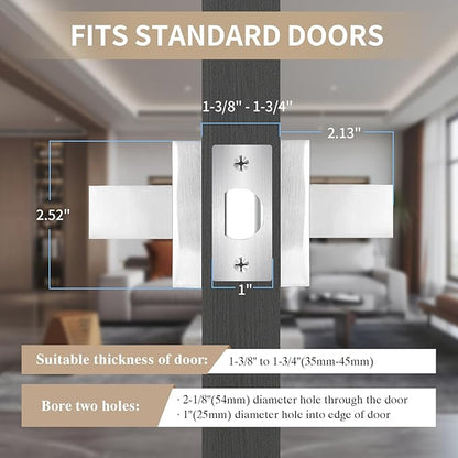 Passage Door Lever, Satin Nickel Interior Door Handles for Hallway and Closet, Heavy Duty Square Interior Keyless Door Handles Non-Locking Door Levers, 4 Pack