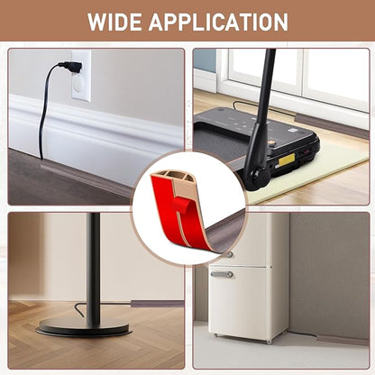 Floor Cord Cover Self Adhesive Cord Hider Floor Extension Cord Covers for Floor Power Cord Protector Cable Management Prevent Cable Trips Cable Cavity 0.47" W x 0.27" H (Brown Walnut Wood, 3.3Ft)