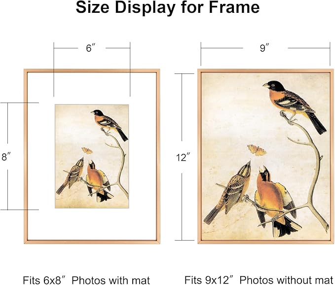 9x12 Picture Frame, Gold Metal Photo Frames with HD Glass, Fits 6x8 with Mat or 9 x 12 without Mat, Display for Wall and Table, 1 Pack