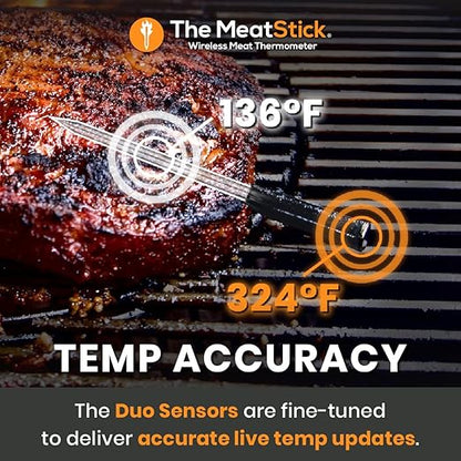 MeatStick X WiFi Travel Kit [Unlimited Range] | Duo Sensors Smart Wireless Meat Thermometer with Bluetooth | for Smoking, Grilling, BBQ, Air Fryer, Deep Frying, Oven, Sous Vide, Rotisserie