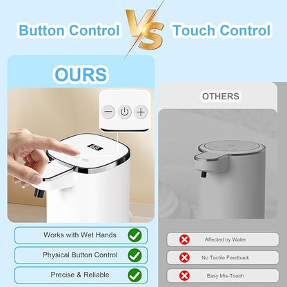 Automatic Liquid Soap Dispenser Touchless, USB Rechargeable Smart Hand Soap Dispenser, 9-Level Adjustable, Physical Button Operation, 13.5oz/400mL Wall Mounted for Bathroom Kitchen Dish Soap