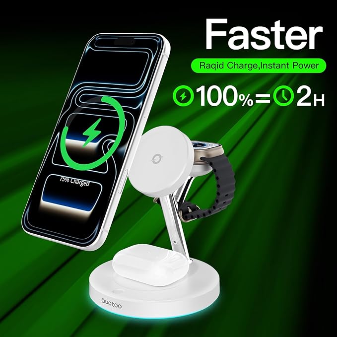 2025 3 in 1 Charging Station for Apple Compatible with Magsafe Charger Stand for iPhone 17 16 15 14 13 12 Wireless Charging Station for AirPods Wireless Charger for iWatch Series