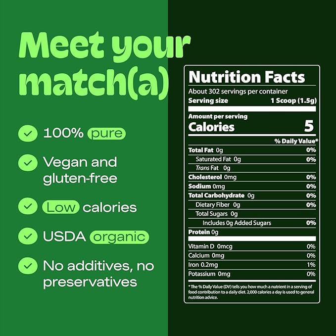 MATCHA DNA Certified Organic Matcha Green Tea Powder (16 oz TIN CAN)
