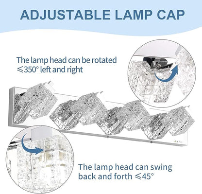 TRLIFE Bathroom Vanity Light Fixtures, 26inches Crystal Vanity Light Fixture Modern Bathroom Lights Over Mirror 4 Lights Vanity Light for Bath Room