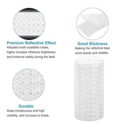 PATIKIL 6 Inch x 33 ft Reflective Tape, 1 Roll Waterproof Self Adhesive High Visibility Caution Warning Safety Tape Reflector with Scraper for Trucks Trailers Cars, White