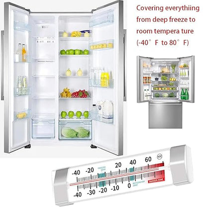 Refrigerator and Freezer Thermometer - NeilBee 3 Pack Fridge Thermometer with Stainless Steel Clip, Waterproof Analog, Large Dial, Accurate, Easy to Read for Kitchen, Restaurant, Cooler, Lab