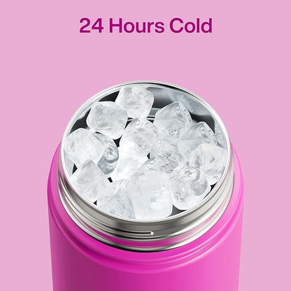 ENCOOL Insulated Water Bottle with Straw Stainless Steel Water Bottle, Leak-Proof, BPA-Free, Double Wall Vacuum Keeps Cold for 24 Hours for Sports, Travel, School (26 oz, Knockout Pink)