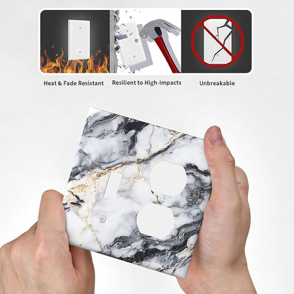 Outlet Covers Black Gold Marble Abstract Modern Luxury 1 Toggle 1 Duplex Switch Plate Covers Electrical Light Switch Cover Plate Decorative Wall Plate Socket Cover for Bedroom Home Decor