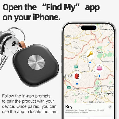 Air Tracker Tags, Key Finder Works with Find My App (iOS Only), Bluetooth Tracker for Keys, Luggage, Suitcases, Key Finder Locator with Sound, Worldwide Tracking Tags, Replaceable Battery-2 Pack