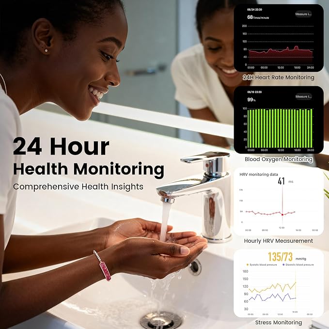 Fitness Tracker with Sleep Tracking, 24/7 Activity Tracker, Step Tracker, Heart Rate, Blood Oxygen, Stress Management, 5ATM Waterproof, No Subscription Fee for iOS & Android