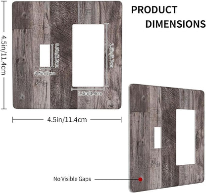 Outlet Covers Rustic Dark Grey Wood Retro Country Wooden 1 Toggle 1 Rocker Combination Decorative Wall Plate Electrical Switch Plates Light Switch Cover Plate for Farmhouse Cabin Decor
