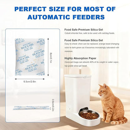 Pet Food Desiccant Bag for Most Smart Feeders, 24 Packs Replaced Desiccant Bags with Color Indicating for Automatic Cat Dog Feeder, Desiccant Bag Replacement