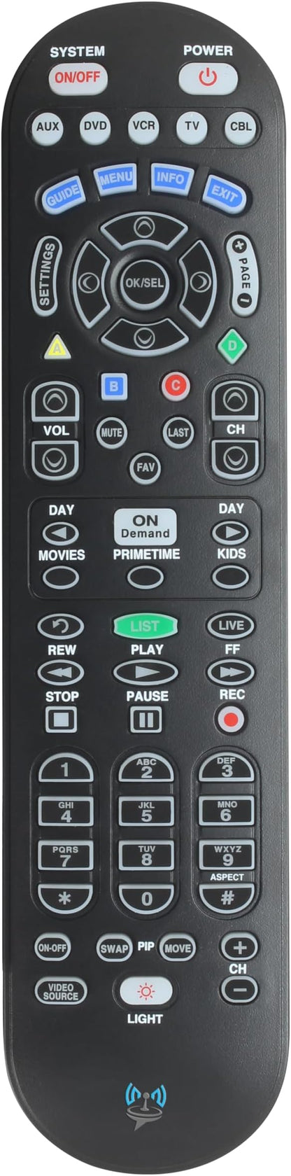 SatelliteSale Remote Control Replacement UR5U-8780L Clikr5 Compatible with Spectrum/Charter Cable Set-Top Boxes, TVs, and Audio Devices - Matte Black ABS Plastic RC with Batteries Included