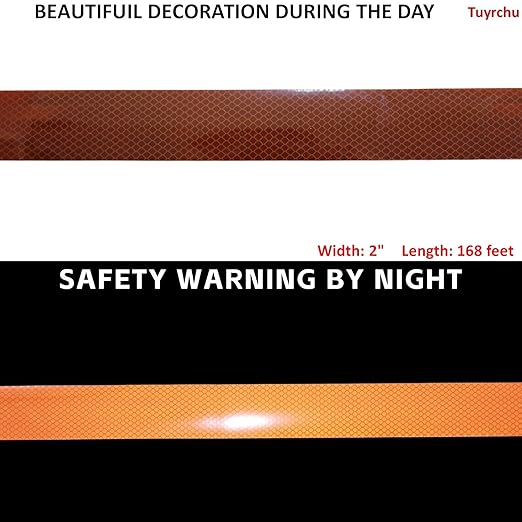 Non Fading Brown Reflective Tape Outdoor Waterproof 2 inch Wide, High Visibility Warning Industrial Marking Tape, Safety Stickers (168 feet)