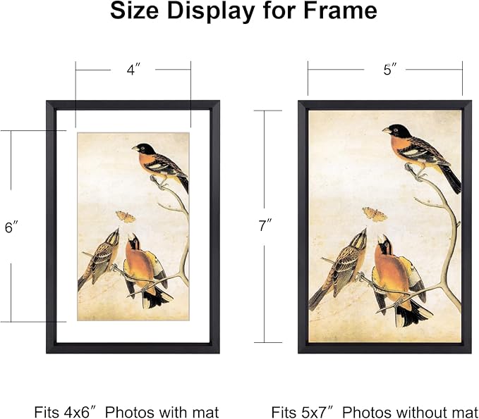 5x7 Picture Frame Set of 3, Black Metal Photo Frames with HD Glass, Fits 4x6 with Mat or 5x7 without Mat, Wall Hanging and Table Display