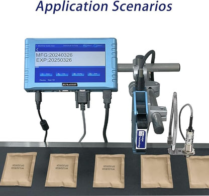 Automatic Inkjet Coding Machine for Production Line, 260E TIJ Inkjet Printer with 7” Touchable Screen for Date/Batch/QRCode/Barcode/Logo etc (1 Nozzle / 1 in)