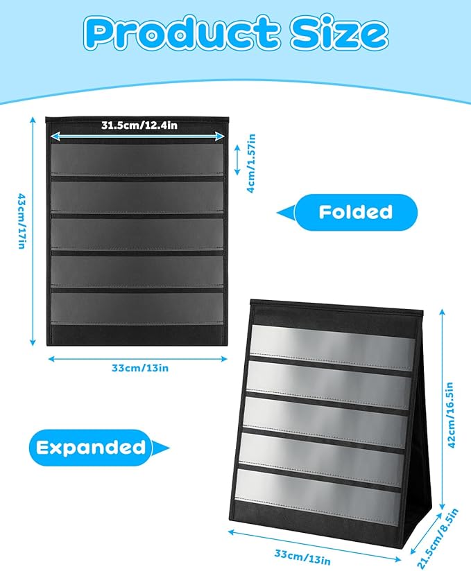 UCEC Foldable Portable Sticker Display Stand-5 Layers Double Sided, Non-Woven Fabric Sticker Holder Display, Pocket Chart for Craft Shows, Vendor Events & Small Business Showcases (17×13in)