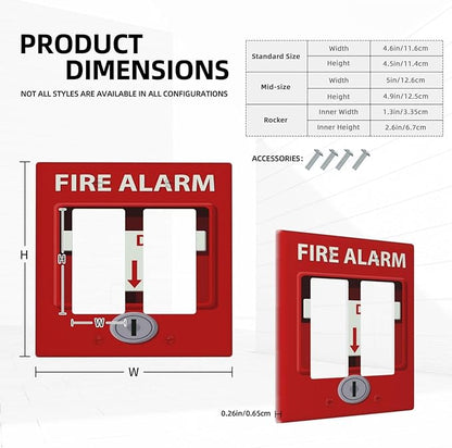 Decorative Outlet Covers Artistic Red Fire Alarm Motifs 2 Gang Wall Plate Double Rocker Two Switch Wall Cover Plate Light Switch Cover Plate Faceplate for Country Bedroom Home Decor