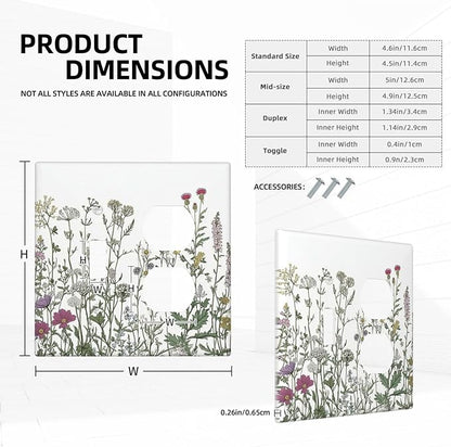 Vintage Herbs Wildflowers Plant Floral Wallplates 1 Toggle 1 Duplex Switch Plate Electrical Gfci Faceplate Decorative Light Switch Covers For Bed Room Home Decor