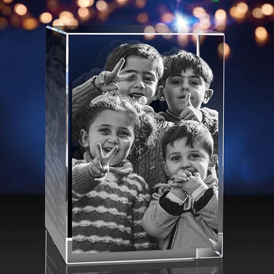 3Dpixdance 3D Crystal Photo(XL, Portrait), Personalized Gifts with Your Own Photo for Fathers Day, Engraved 3D Crystal Picture, Customized Gift for Birthday, Wedding, Anniversary, Memorial, Father’s