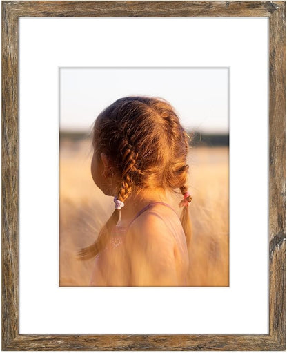 Golden State Art, 16x20 Picture Frame With Mat for 11x14 - High Definition Glass Wall Mounting Horizontal Vertical Display (Light Brown, 1 Pack)