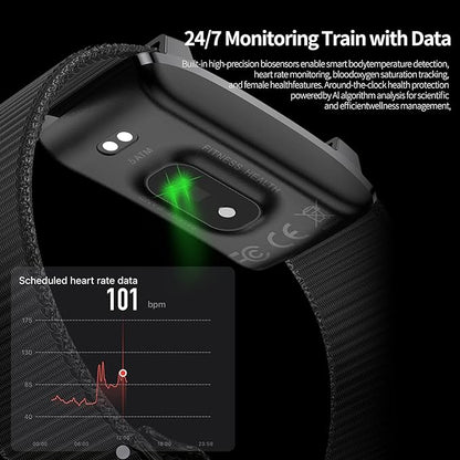 Smart Bracelet,Activity Trackers for Man&Women,Fitness Tracker Band, 24H Sleep Tracker,All-Day Continuous Heart Rate Blood Pressure Stress HRV Monitor,170+ Sport Mode with Free APP (Green)