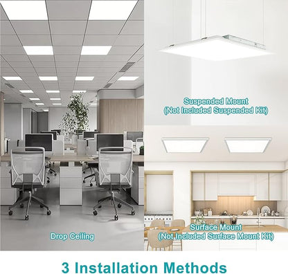 16-Pack 2x2 LED Flat Panel Light Drop Ceiling, 0-10V Dimmable, 3CCT Selectable (5000K 4000K 3000K) & 3 Wattage Switchable (40W 30W 20W), 100-277Vac, ETL & DLC