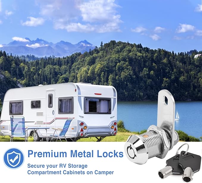 RV Storage Locks - Keyed Alike, 7/8' Fits 9/16' Max Door Thickness, Camper Trailer Cabinet Locks (2Pack)