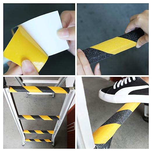 Anti Slip Safety Grip Tape 2 Inch x 60 Foot, Non Skid Tread for Stairs, Steps, Floors, Caution Dangerous Zones, Indoor and Outdoor Use (Yellow and Black)