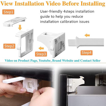 Vmaisi Adhesive Magnetic Cabinet Locks for Babies (8 Locks and 2 Keys)