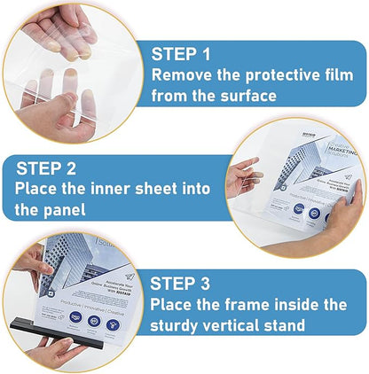 Acrylic Sign Holder 4x6, 12 Pack Clear Double Sided Menu Vertical Display Stand for Restaurants, Office, Store, Show Fair