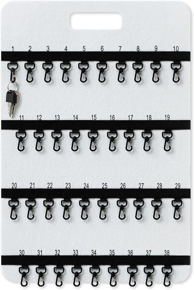 24'' x 16'' Key Rack Wall Mount with 38 Numbered Self Closing Hooks 24'' x 16'' Felt Key Holder Board Storage for Car Dealer Property Manager Valet Parking Residential Small Businesses