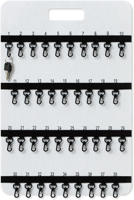 24'' x 16'' Key Rack Wall Mount with 38 Numbered Self Closing Hooks 24'' x 16'' Felt Key Holder Board Storage for Car Dealer Property Manager Valet Parking Residential Small Businesses