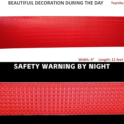 Red Reflective Tape Outdoor Waterproof 4 inch, High Visibility Warning Industrial Marking Tape, Safety Stickers (11 feet)