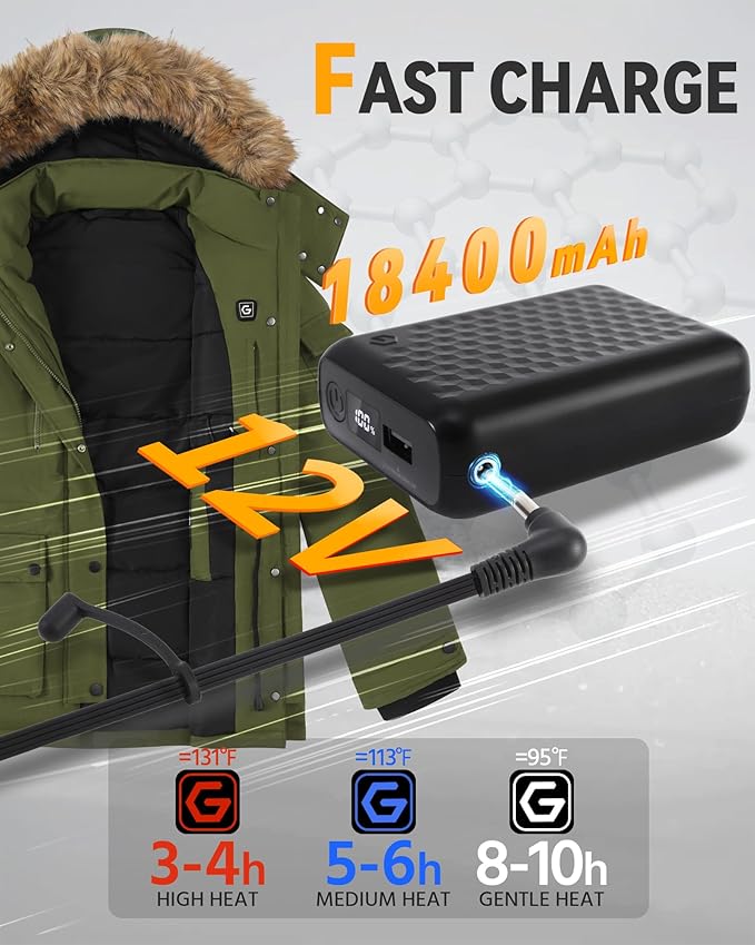Graphene Heated Jacket for Women with Large Capacity Battery Pack Waterproof Windproof