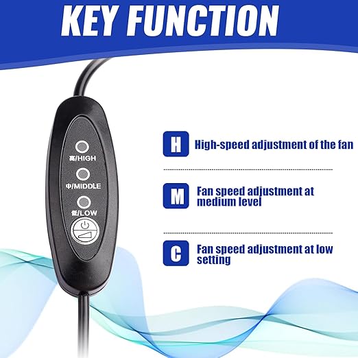 USB Fan Speed Controller, 3 Voltage Settings 5V/7V/9V with LED, 50cm Cable Length, Touch Switch Cycle Control, Black PVC Box, DIY Cooling/Desktop Fan Modification