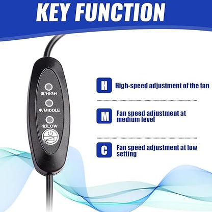 USB Fan Speed Controller, 3 Voltage Settings 5V/7V/9V with LED, 50cm Cable Length, Touch Switch Cycle Control, Black PVC Box, DIY Cooling/Desktop Fan Modification