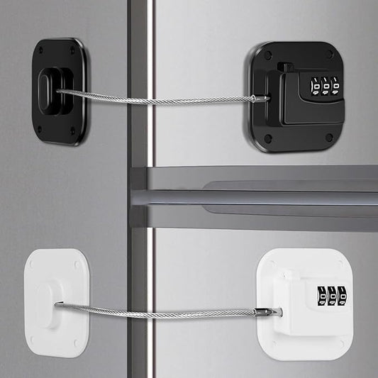 Refrigerator Lock, Combination Lock for Refrigerator Cabinets, Drawers, Heavy Duty Fridge Lock, Easy Install No Keys Needed (Black&White-2 Pack)