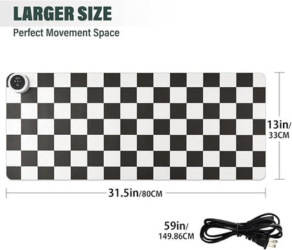 Checkered Black and White Heated Desk Pad Mouse Pad 31.5x13 Inch PU Leather Desk Mat with 3 Heat Levels Large Mouse Gaming Computer Laptop Mat