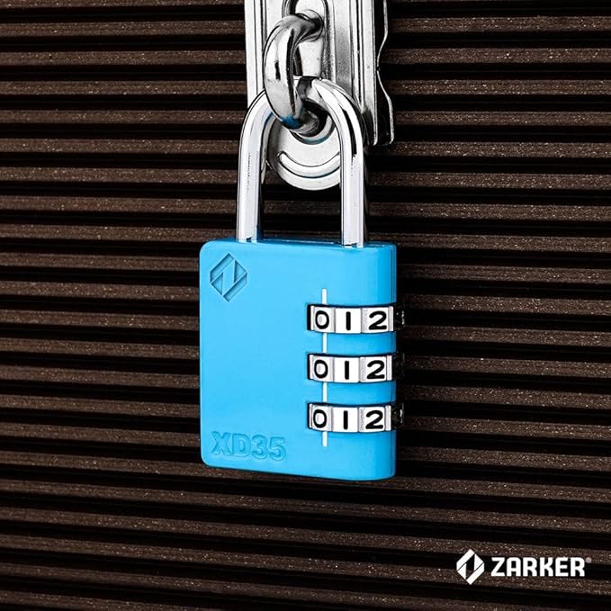 XD35 Combination Lock, 3-Digit Padlock for School, Gym, Sports Locker Lock, Fence, Toolbox, Case, Outdoor, Hasp Storage (1-Pack, Blue)