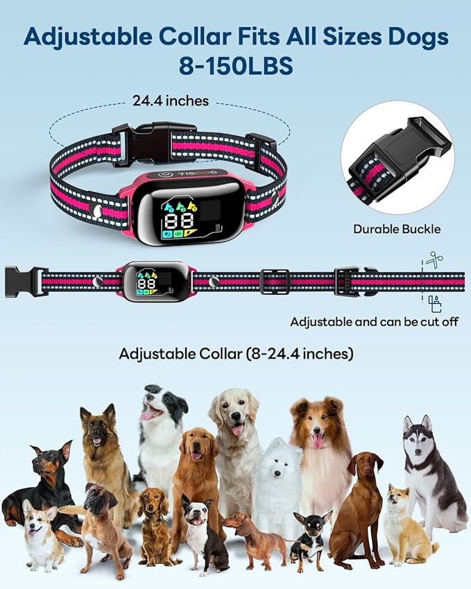 Dog Shock Collar - 3300FT Dog Training Collar with Remote, IPX7 Waterproof Electric Dog Collar with 4 Training Modes, Security Lock, Rechargeable E-Collar for Small Medium Large Dogs (Hot Pink)